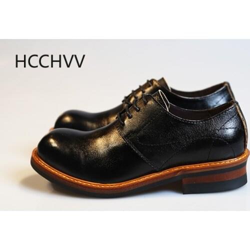 Youth wild England wind low to help black leather round head retro casual tooling Derby shoes men and women tide summer