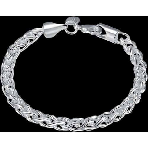 Hot fine Wild 925 Silver 6MM Twisting circle chain Bracelets for women men Wedding party Gifts high quality Fashion Jewelry