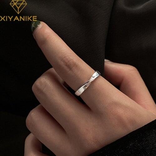 XIYANIKE 925 Sterling Silver Minimalist Geometric Open Ring Charm Women Trendy Classic Party Accessories Jewelry Prevent Allergy