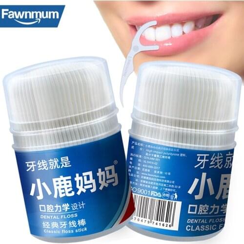 Fawnmum Toothbrush Floss Dental Cleaning 50Pcs/Set Plastic Toothpicks Interdental Brush Thread for Teeth Care Oral Hygiene Picks