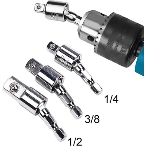 1pcs 1/2 1/4 3/8 360 Degree Electric Wrench Hexagonal Handle to Square Socket Change-Over Tool Connecting Rod
