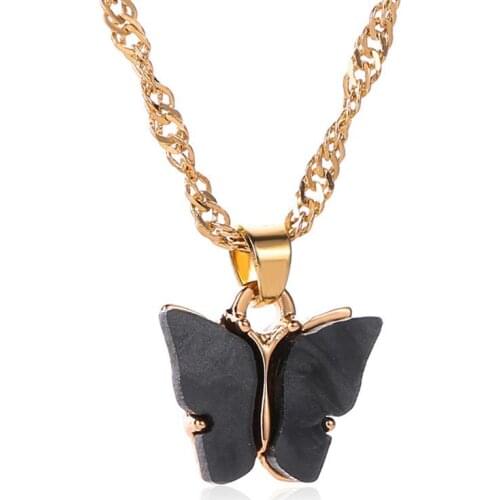 1pc Fashion Butterfly Decor Necklace Charm Acrylic Creative Pendant Necklace Charm For Girls Women Jewelry Accessories