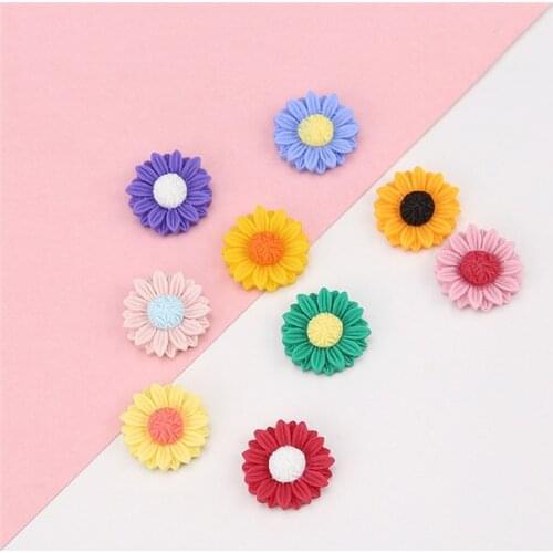 10pcs Small Fresh Daisy Sun Flower Resin Patch Earrings For Women Girls Cute Hairpin Hair Accessories Diy Handmade Jewelry