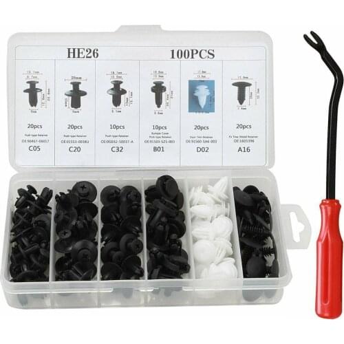 100pcs Assorted Moulding Clip Kit Ssorted Pin Rivet Fasteners Trim Moulding Expansion Screws Kit With Removal Tool Screwdriver