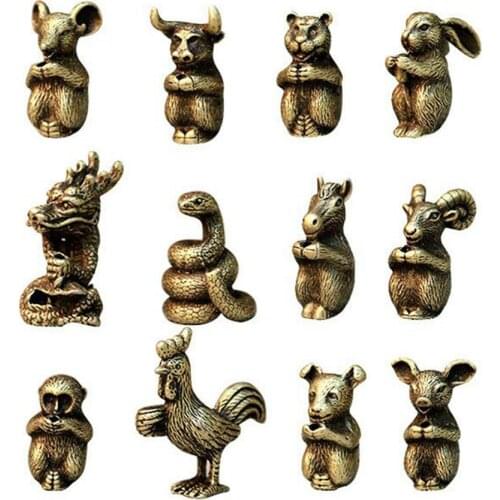12pcs Twelve Chinese Zodiac Animal Incense Stick Holder Small Retro Brass Joss Stick Incenses Burner Holder