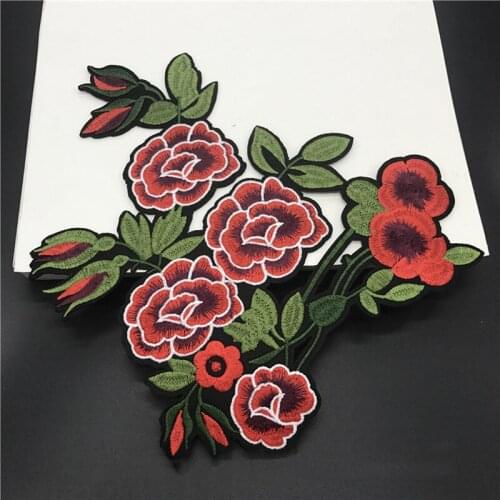 20pcs Peony Rose Flower Iron On Patch For Clothing Embroidery Jacket Patches parches ropa Cheongsam Patchwork Appliqued Badge