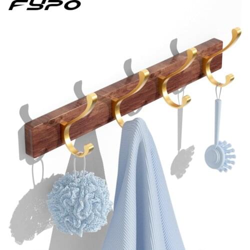 Fypo 3/4/5 Hooks Coat Rack Kitchen Punch-free Wall Hooks Bathroom Row Hook Bedroom Coat Hanger Storage Rack