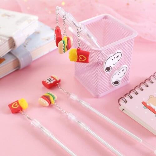 36pcs Kawaii Stationery 0.38mm Pen Fashion Hamburger Pendant Gel Pen for School Office Supplies Cute Material Escolar Sale Items