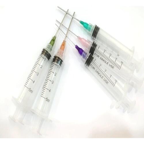 5PCS/set 5ml Industrial Dispensing Syringe Crimp Sealed Needle Tips For Glue Oil Ink Syringes Measure Tool Supplies