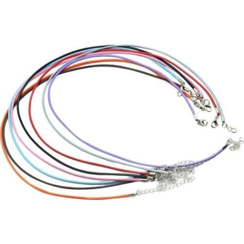 8Pc Mix Colors Waxed Necklace Cord Chain With Lobster Claw Clasp DIY Jewelry