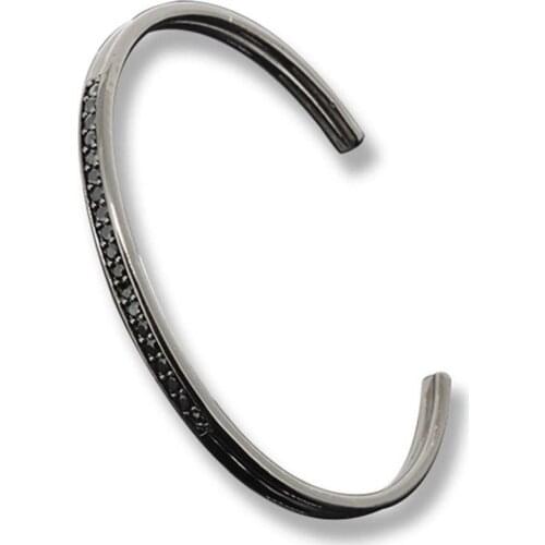 Anil Arjanda Black Gun Plated Open Cuff Bangle Bracelets For Men Women Fashion Jewelry Anniversary Gift Pulseras Mujer Bijoux