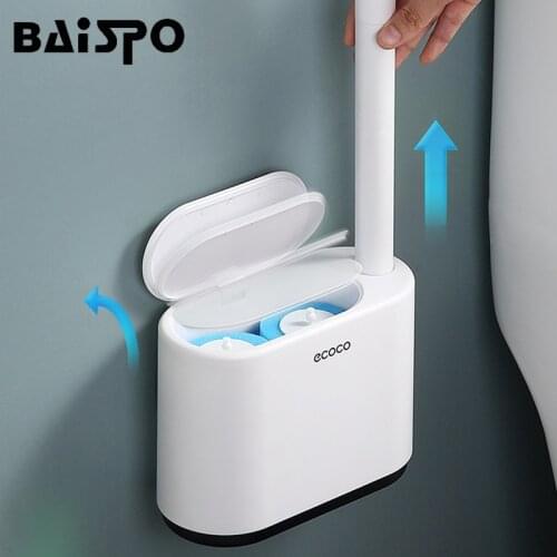 BAISPO Disposable Toilet Brush Set Bathroom No Dead Corner Cleaning Brush Replacement Brush Head Wc Accessories