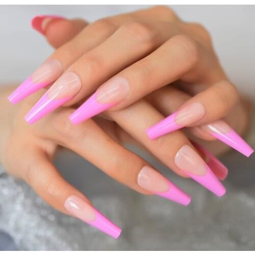 Ballet Violet Fake Nails Press On Coffin Long Glossy False Fingernails 24pcs Nail Decoration Extension DIY Manicure Salon