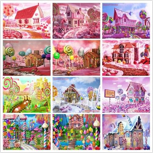 Diy diamond painting full set diy sweet house 5d diamond embroidery full set Candy House diy diamond mosaic sale decoration home