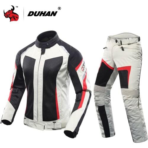 DUHAN Motorcycle Jacket + Motorcycle Pants Set Women Breathable Motorbike Jacket Jaqueta Moto Motoqueiro Jackets Motorcycle