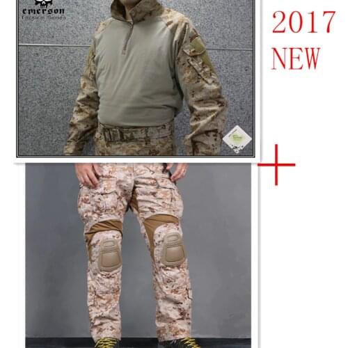Emerson tactical bdu G3 Combat uniform shirt & Pants & knee pads Military Army uniform AOR1 airsoft Suits EM8575+7026