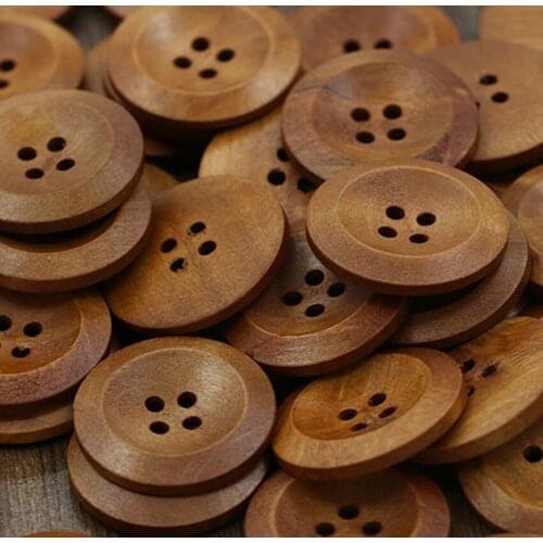 Hot Sell 50 Pcs Wooden 4 Holes Round Wood Sewing Buttons DIY Craft Scrapbooking 25mm S