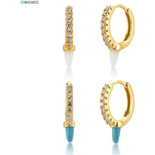 Kikichicc 100% 925 Sterling Silver White Spike Turquoises Circle Hoops 2020 Fine Jewelry Party Rock Punk Luxury Fashion Women
