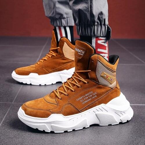 Hightop High-soled Sneakers Man Running Shoes Men Sport Shoes Men Sneakers Mens Sports Shoes for Boy Brown Tennis 2021 B-691