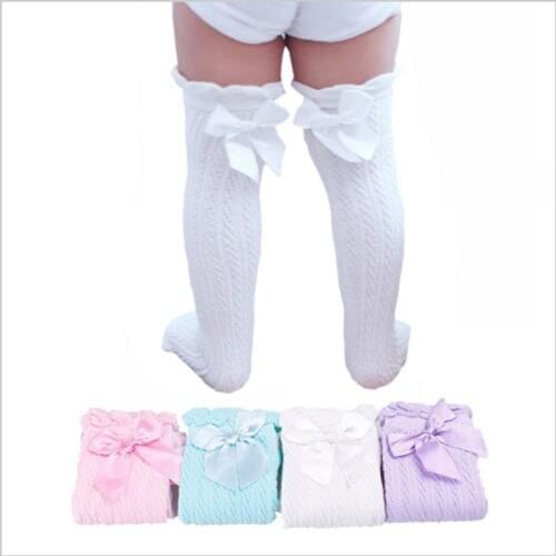 Citgeett Hot Cotton Cute Toddler Kid Baby Girl Knee High Long Socks Bow Casual Stocking