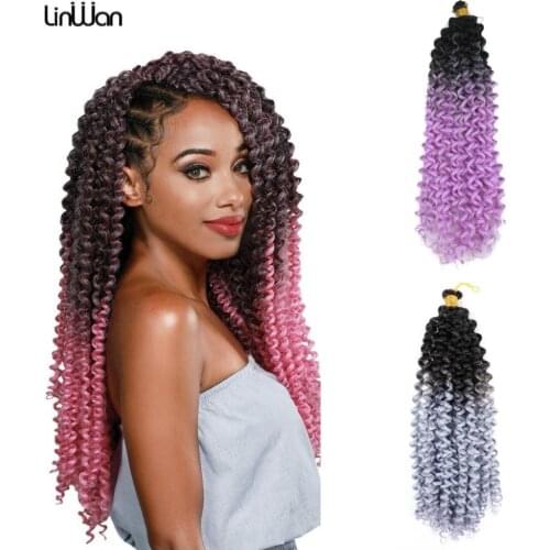 Linwan Water Curl Wave Hair 14inch Afro Curls Kinky Twist African Curls Bulk Crochet Braid Synthetic Braiding Hair Extensions
