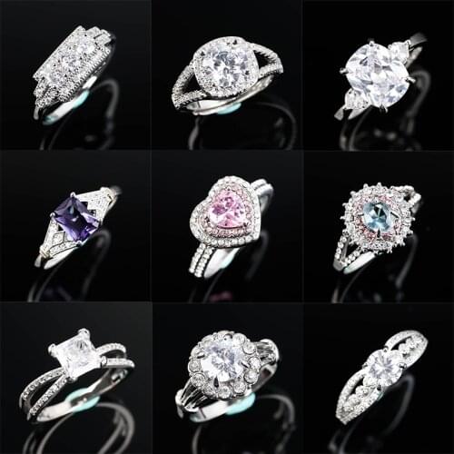 Fashion White Crystal Zirconia Wedding Ring For Women Exquisite Silver Color Engagement Ring For Bride Wedding Band Nice Gift