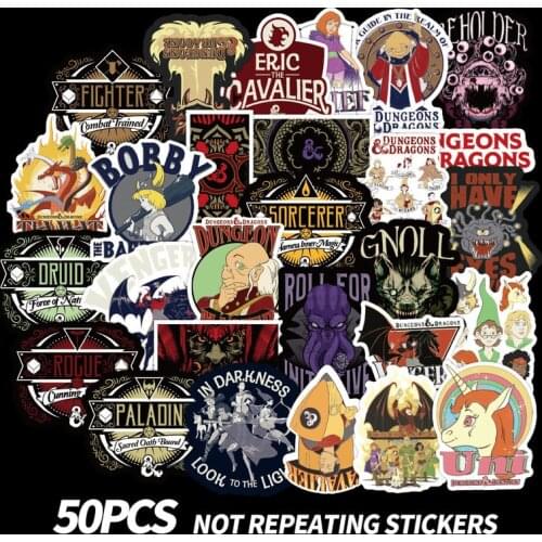 10/50PCS Dungeons and Dragons Stickers Waterproof PVC Skateboard Luggage Motorcycle Guitar Kid Boy Vsco Sticker