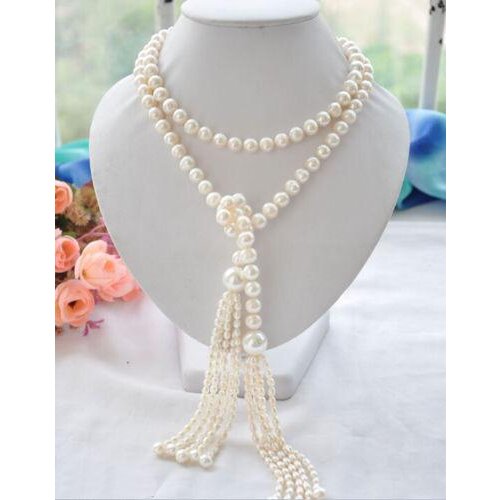 New Long PERFECT 7-8+11mm white akoya pearl necklace 60inch1