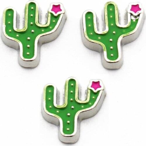 New Arrival 10pcs/lot Cactus Gold silver floating charms charms living glass memory lockets diy jewelry