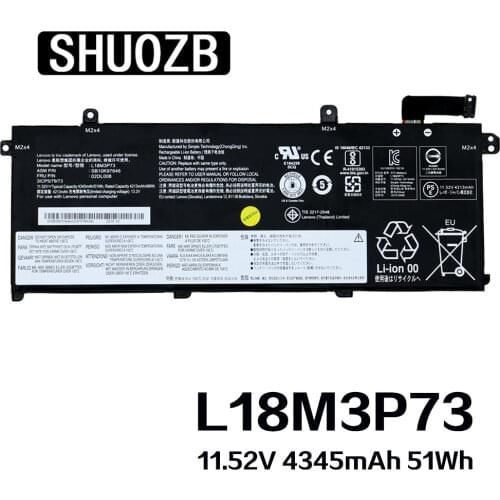 L18L3P73 Laptop Battery 11.52V 51Wh For Lenovo ThinkPad T490 T495 P43s L18M3P72 L18L3P73 02DL007 L18C3P72 SB10T83122 5B10W13877