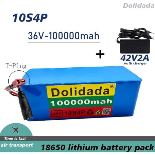 Original 36V battery 10S4P 100Ah battery pack 1000W high power battery 42V 100000mAh Ebike electric bike BMS with charger