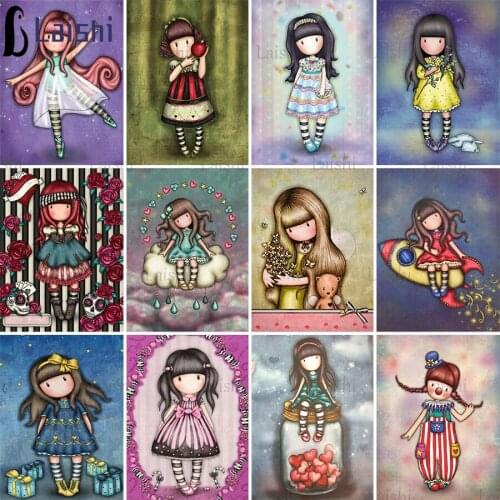 Full drill round square Crystal Paintings Cute cartoon little girl series Diamond Embroidery diamond painting Diamond Mosaic