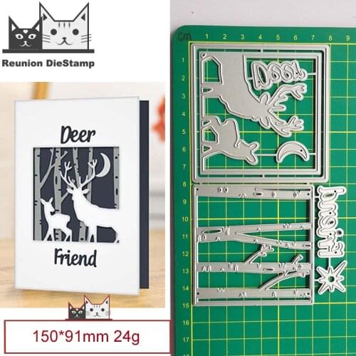 Christmas Elk Background Frame Metal Cutting Dies Decorative Scrapbooking Steel Craft Die Cut Embossing Paper Cards Stencils New