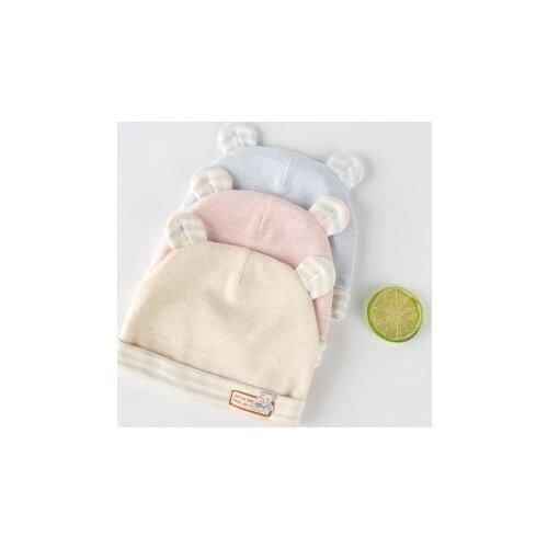 Cute Bear Rabbit Ear Baby Spring Autumn Cotton Hat Thin Double Layer Headwear Toddler Newborn Caps 0-6 Months Boys Girls Hats