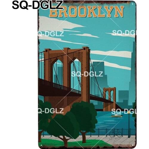 [SQ-DGLZ] BROOKLYN Plaque Metal Sign Vintage Decor For Home Metalen Borden Metal Poster Pub Tin Sign