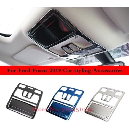 For Ford Focus MK4 2019 2020 Front and Roof Rear Reading Light Frame Cover Trims Interior Mouldings Stainless Steel Accessories
