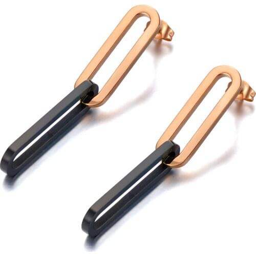 Hiphop/Rock Stainless Steel Rose Gold Geometric Chain & Link Earrings Bohemia Style Creative Jewelry For Women E20070