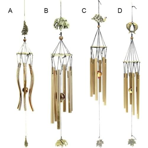 Vintage Copper Wind Chimes Metal 6 Tube Rustproof Church Blessing Wind Chimes Chinese Style Blessing Ornaments Music of Wind