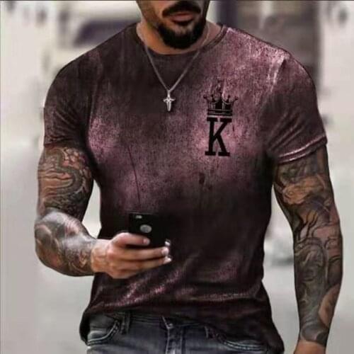 Hot Sale Summer New Crow King Casual T Shirt For Men Streetwear Oversized Sportswear Top Tees With 5 Colors