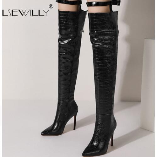 Lsewilly 2021 Women Over the Knee Boots Sexy Thin High Heel Pointed Toe Ladies Thigh Boots Back Zipper Nightclub Women Boot