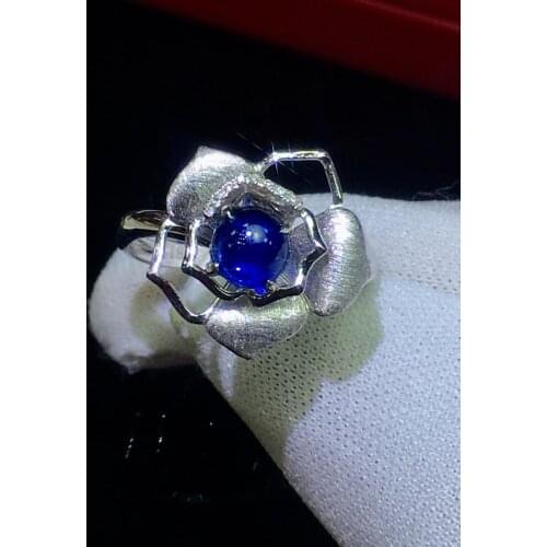 Fine Jewelry Real 18K White Gold 100% Natural 0.85ct Blue Sapphire Gemstone Diamonds Stone Female Ring for Women Rings