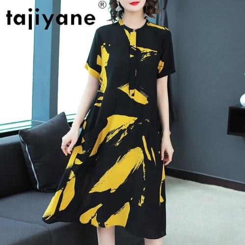 For Dresses Midi Women Summer Dress 100% Silk Womens Clothing Elegant Woman T-shirt Dress Silk Natural Robe TN2566