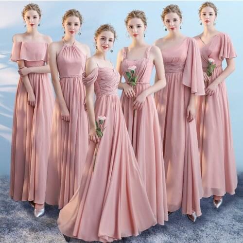 Wedding Party Formal Beach Wedding Sexy Junior Women Ladies Bridesmaid Dresses Chiffon Summer Dress Sisters Dress