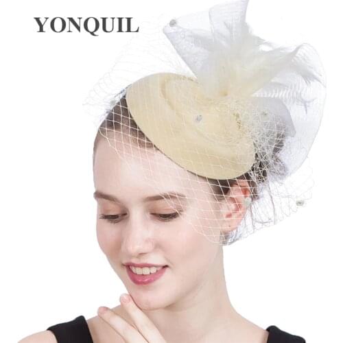 Winter Fedoras Pillbox Hats Vintage Style Wool Felt Women Veil Party Fascinator With Feather Wedding Hats Ascot Church SYF210