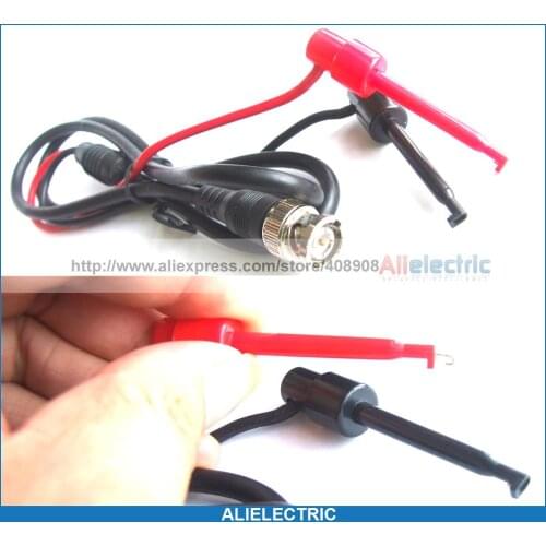 1set BNC Male Plug to Dual Test Hook Clip Probe Test Lead Cables 100cm