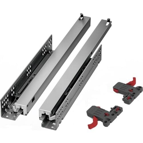 1 Pair Full Extension Drawer Slide Smart Stainless Steel Soft Close Wood Drawer Slide Systems Lock Fix