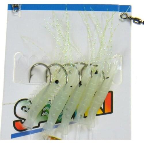 1 Pack (5pcs) Saltwater Fishing Sabiki Rigs Sea Night Glow Fishing Sabiki Lures Shrimp Bait Jigs Lure For Fishing