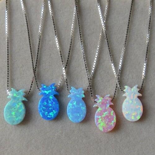 10pcs/lot 8x14mm 925 Sterling Silver Pineapple Opal Necklace Fruit Opal Necklace for Gift