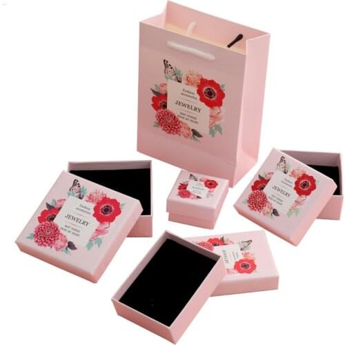 10 Pieces Pink Kraft Paper Jewelry Packaging Box Cute Earrings Ring Pendant Necklace Bracelet Jewelry Case Gift Boxes For Women