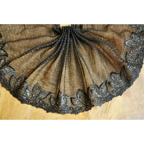 15Yards Fashion Cloth Embroidered Lace Fabric DIY Handmade Black Trim DIY Crafts Accessories 20cm High Quality